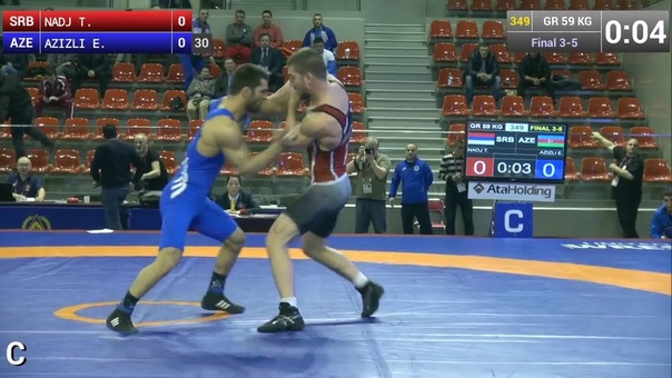 BRONZE GR 59 kg: Eldaniz AZIZLI ( AZE) df. Tamas NADJ ( SRB), 6