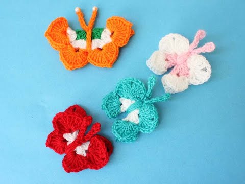 Embellished, APPLIQUE Learn PRETTY 3 D CROCHET BUTTERFLY you will love