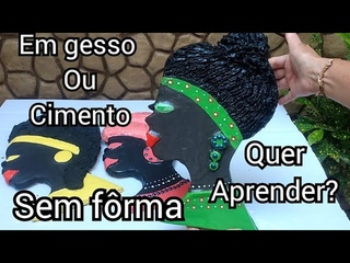 Bonecas africanas decorativas de parede, feitas com cimento ou gesso sem usar frma | Faa e venda