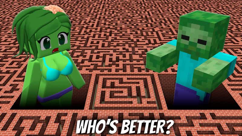 I found ZOMBIE WOMAN MAZE in Minecraft WHOS BETTER in BIGGEST MAZE ZOMBIE WOMAN vs