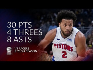 Cade Cunningham 30 pts 4 threes 8 asts vs Pacers 23/24 season