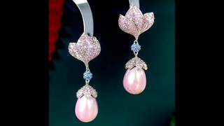 Gorgeous Silver Tone White Orchid Pearl Drop Earrings for Bridal Bridesmaid Accessory