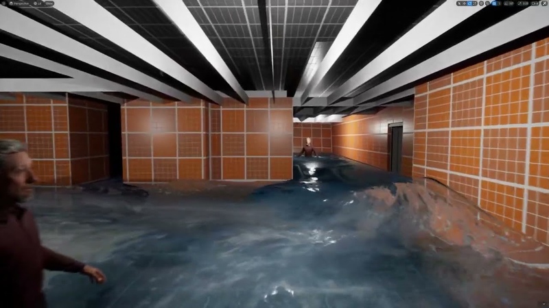 Titanic Water Flooding Simulation Test Unreal Engine 5, Fluid