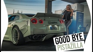 Mareike Fox driving her bagged Rocketbunny Pandem GT-R 35 for the last time