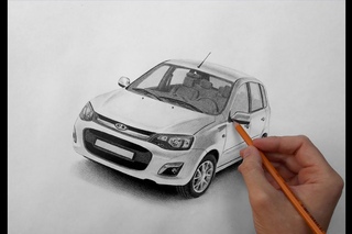 Рисунок карандашом автомобиля “Лада калина“
