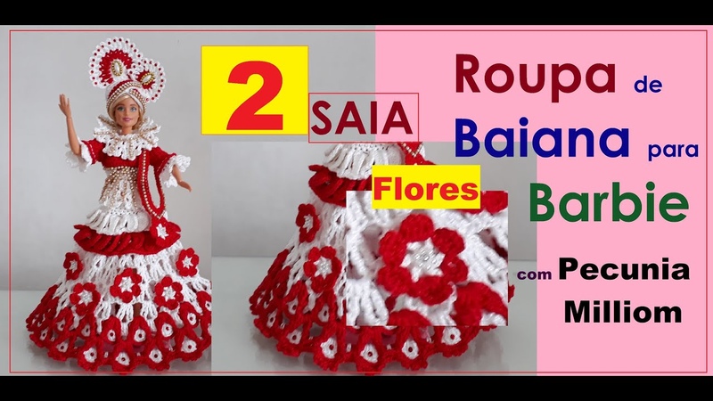 Flor de Crochê Fácil Para Roupa de Bonecas Barbie com Pecunia Millio