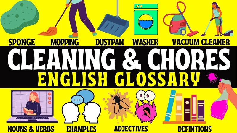 Cleaning Household Chores, Learn English Vocabulary, Grammar Examples, Cleaning in