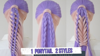 1 Coda di cavallo 2 Stili Acconciature Facili e Veloci 😍 2 Ponytail Braid Styles trending hairstyle