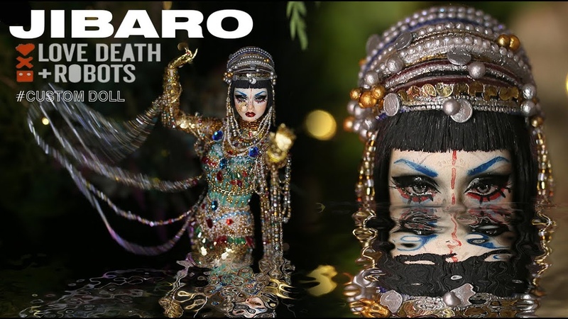 DOLL OOAK Golden Woman Jibaro Love, Death Robots Art Doll Fashion Royalty, Barbie
