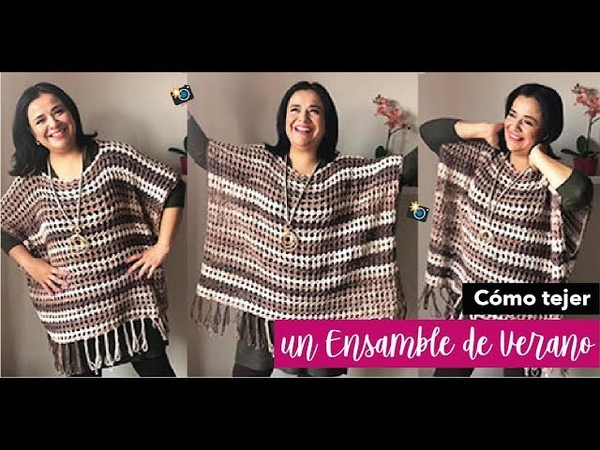 CÓ MO TEJER UN PONCHO DELGADO FÁ CIL Y RÁ PIDO YO TEJO CON LAURA