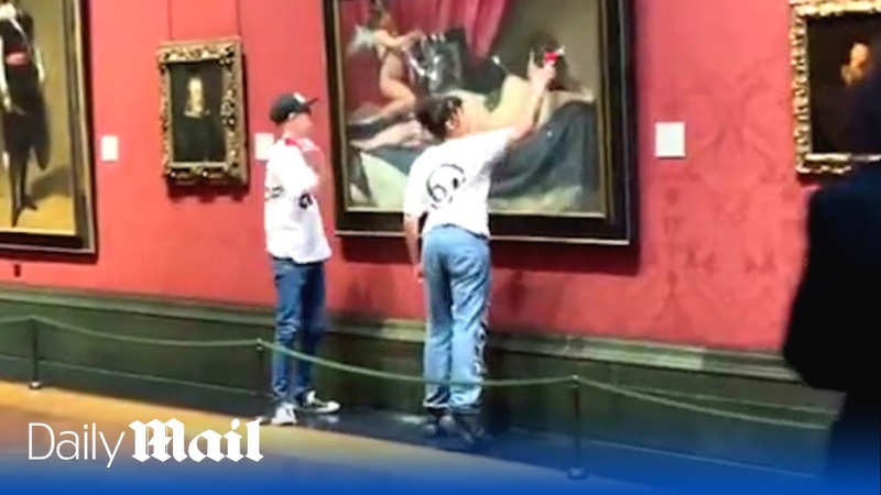 Shocking moment Just Stop Oil mob smash painting at the National