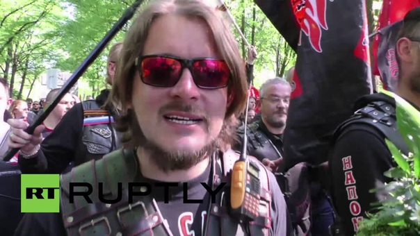 Germany: Night Wolves lay wreaths at Soviet war memorials in
