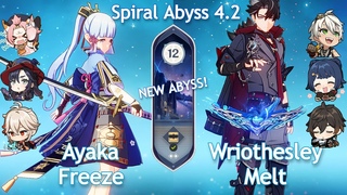 NEW Spiral Abyss 4.2! C0 Ayaka Freeze x C1 Wriothesley Melt | Floor 12 9 Stars | Genshin Impact