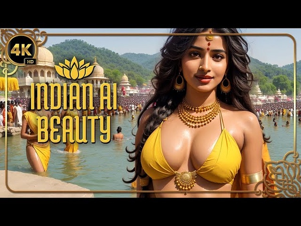 4 K Indian AI Lookbook Model: Beauties bathing in rivers during Indian