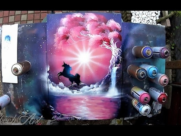 Pink Unicorn SPRAY PAINT ART By