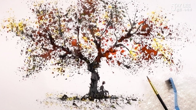 Bubble Wrap and Toothbrush Tree Painting Technique for