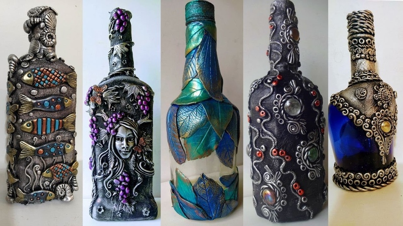 5 Glass Bottle Art Using Clay, Home