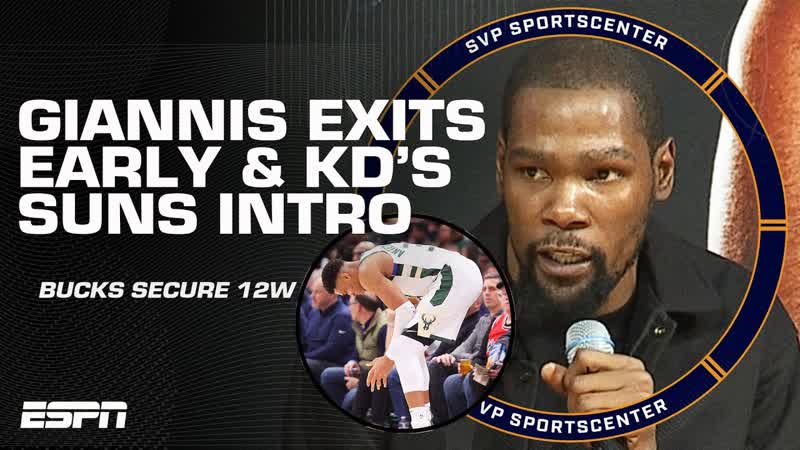 Bucks win 12th straight despite Giannis wrist injury KD introduced in Phoenix, SC with