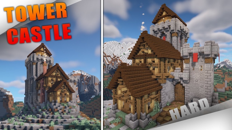 Minecraft: How to build a Medieval Tower Castle base for 1+ Player