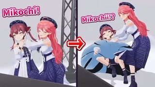 Miko's Powerful Hug accidentally Knocks Down Marine Hololive/Eng sub