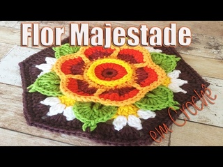 FLOR MAJESTADE em Croch por Neila Dalla Costa
