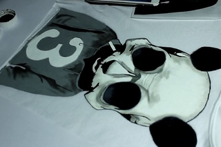Panda. Picture acrylic on hoodies.