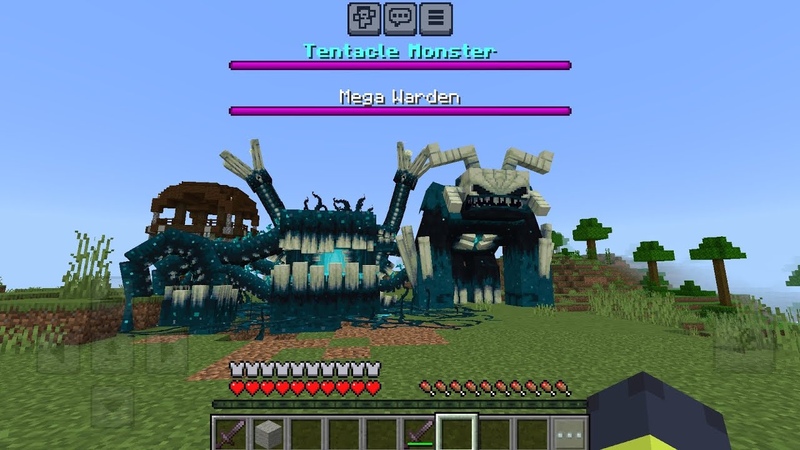 Warden Tentacle Monster and Mega Warden BOSSES MOD in Minecraft