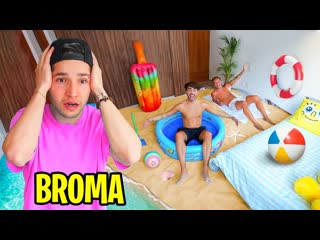 CONSTRUI UNA PLAYA EN EL CUARTO DE MI AMIGO! broma pesada